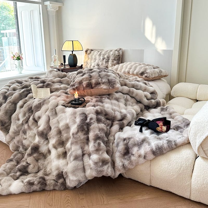 Plaid en fausse fourrure tie-dye luxueux – Doux, confortable, réversible, 50 x 60 pouces, multicolore