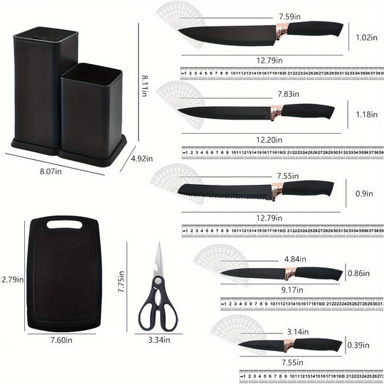 19pcs Kitchen Utensil & Knife Set – Non-Toxic BPA Free Silicone, Stainless Steel & Heat Resistant Wood