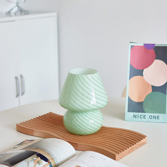 Variant image for Murano Mushroom Table Lamp with LED Bulb – Colorful Glass Bedside or Desk Light, 19cm x 10cm, Multiple Plug Styles-5