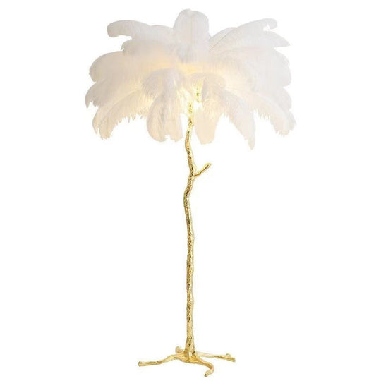 Luxury Gold Nordic Ostrich Feather Floor Lamp – Elegant & Stylish Lighting