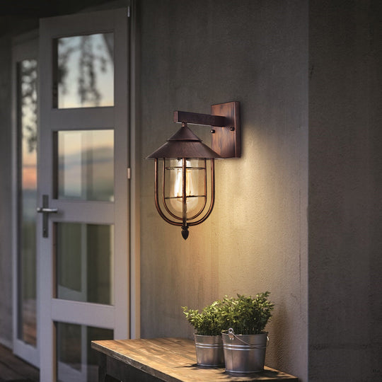 Variant image for Modern Waterproof Outdoor Wall Lights with Motion Sensor – Black Iron and Glass Exterior Wall Sconce-3