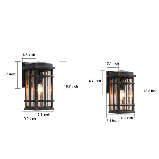 Modern Outdoor Wall Light Sconce with Bubbles Glass Shade – Waterproof Black Aluminum Exterior Wall Lantern for Porch and Garden