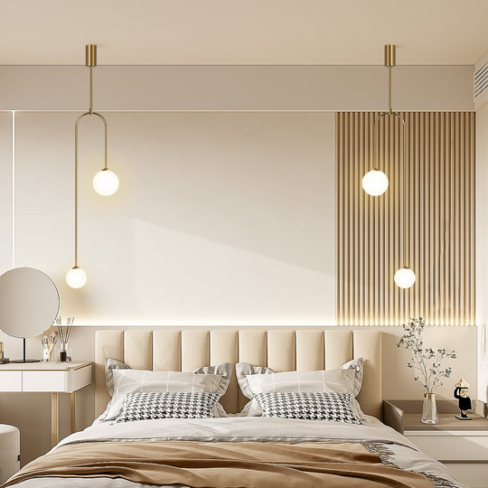 Modern 2-Light Glass Pendant Light with U-Shaped Metal Bracket for Living Room and Bedroom - Stylish Hanging Lights