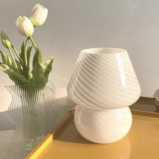 Variant image for Murano Mushroom Table Lamp with LED Bulb – Colorful Glass Bedside or Desk Light, 19cm x 10cm, Multiple Plug Styles-15