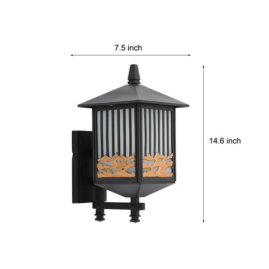 Modern Solar Outdoor Wall Lantern with Dimmable LED – Waterproof Black Wall Sconce for Garden and Patio