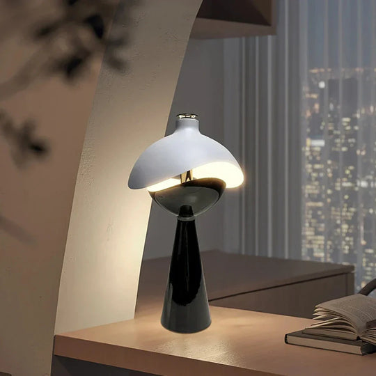 Sculpted Cordless Table Lamp with Dimmable Touch Control – Portable Design for Bedside or Living Room Lighting