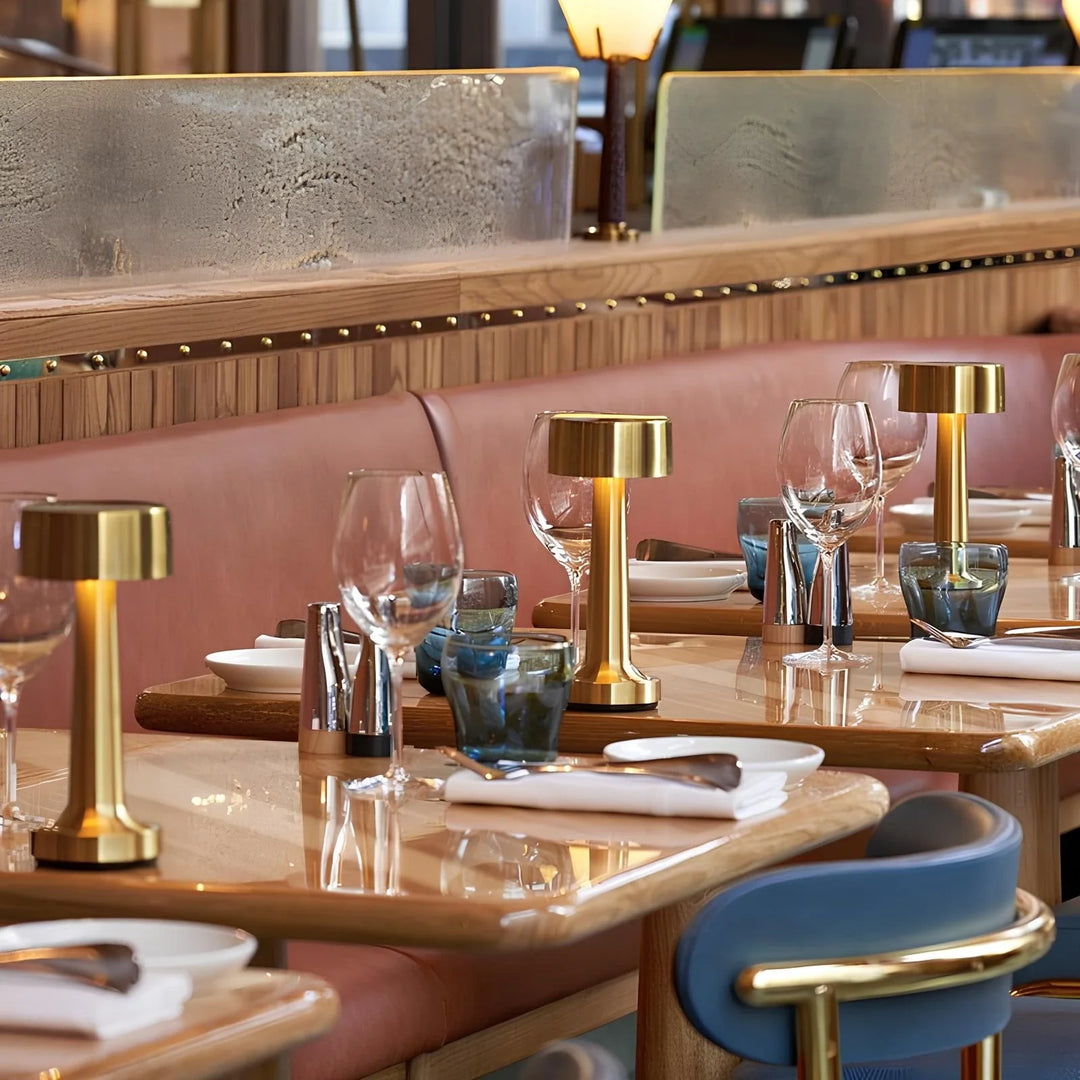 Restaurant Bar Table Lamp | Durable Iron | Adjustable Brightness | Cordless + Portable