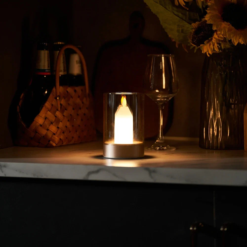 LED Candle Lamp with Hand Gesture Control – Warm White Flickering Light for Cozy Ambiance