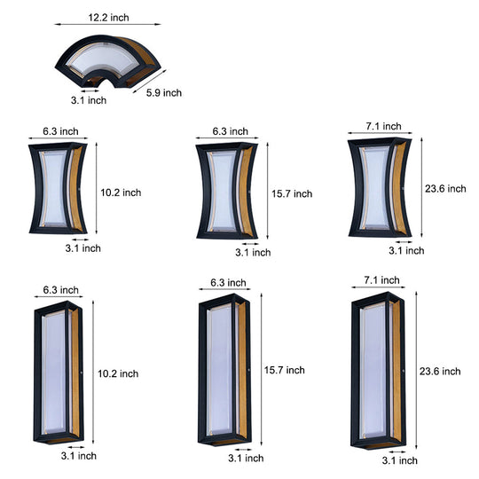 Modern Waterproof Outdoor Wall Light – Black and Gold Aluminum Exterior Wall Sconce with IP65 Rating for Garden and Porch