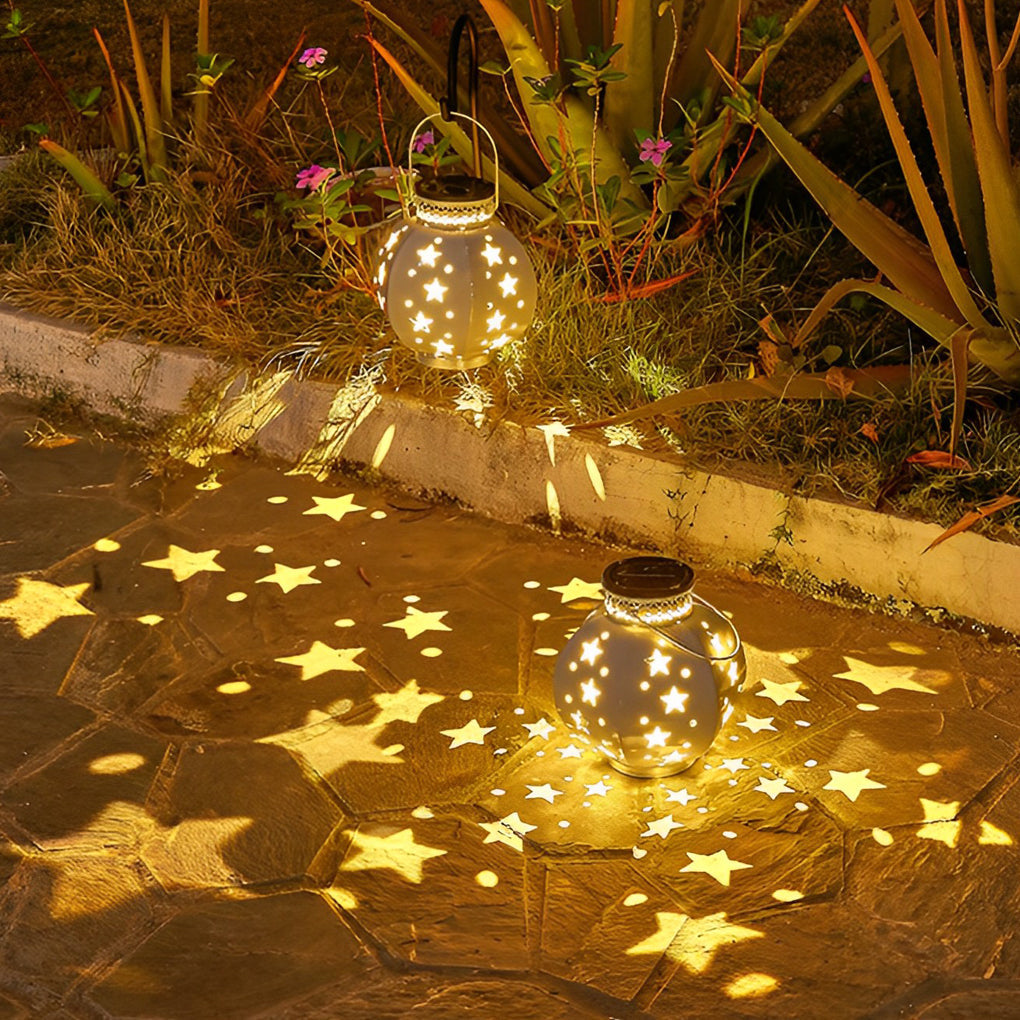 Variant image for Solar Outdoor Lantern with Star Projection – Waterproof Iron Garden Lantern Light for Patio and Outdoor Use-2