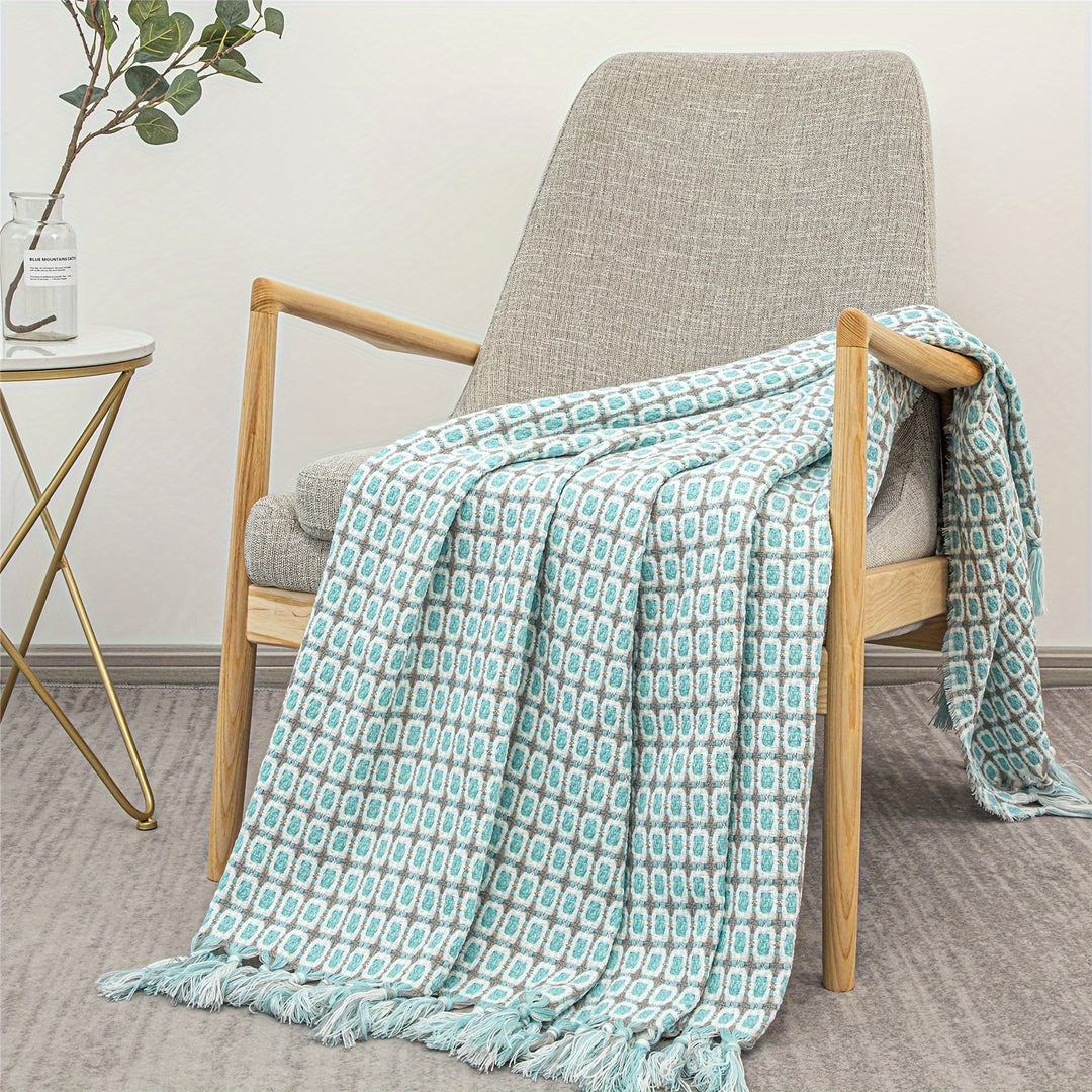Bohemian Tassel Blanket - Soft Knitted Sofa Towel for Comfort & Stress Relief