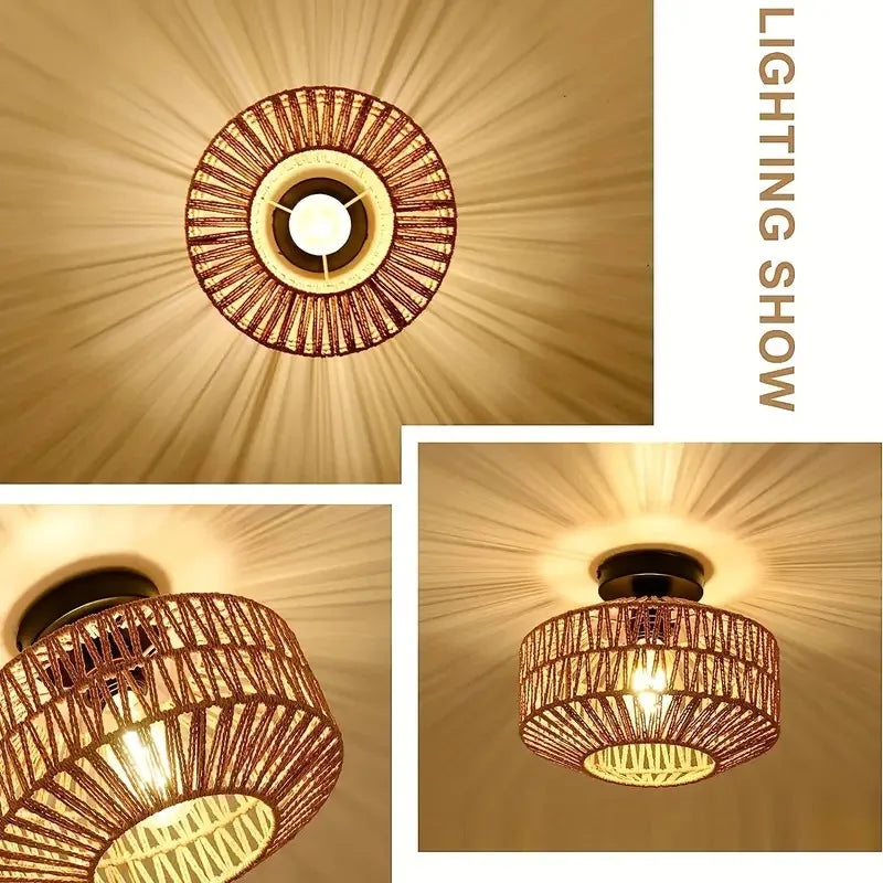 Handmade Bamboo Chandelier Light Fixture – Eco-Friendly Pendant Lamp for Rustic Home Decor