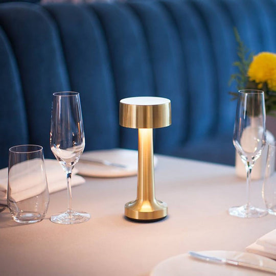 Restaurant Bar Table Lamp | Durable Iron | Adjustable Brightness | Cordless + Portable