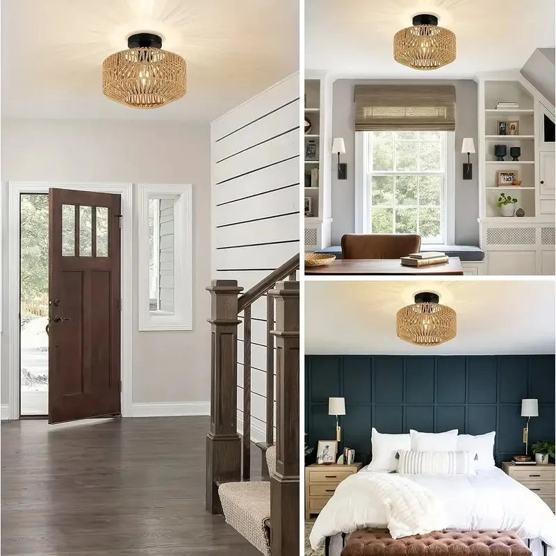 Handmade Bamboo Chandelier Light Fixture – Eco-Friendly Pendant Lamp for Rustic Home Decor