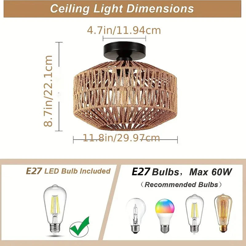 Handmade Bamboo Chandelier Light Fixture – Eco-Friendly Pendant Lamp for Rustic Home Decor