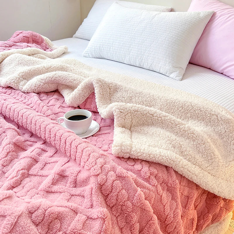 Premium Silky Flannel Fleece Throw Blanket - Lightweight 3D Checkered Design for All Seasons, 50 x 60 Inches