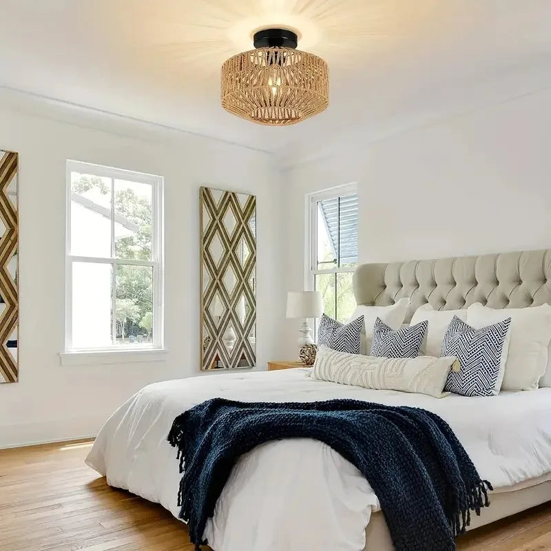 Handmade Bamboo Chandelier Light Fixture – Eco-Friendly Pendant Lamp for Rustic Home Decor