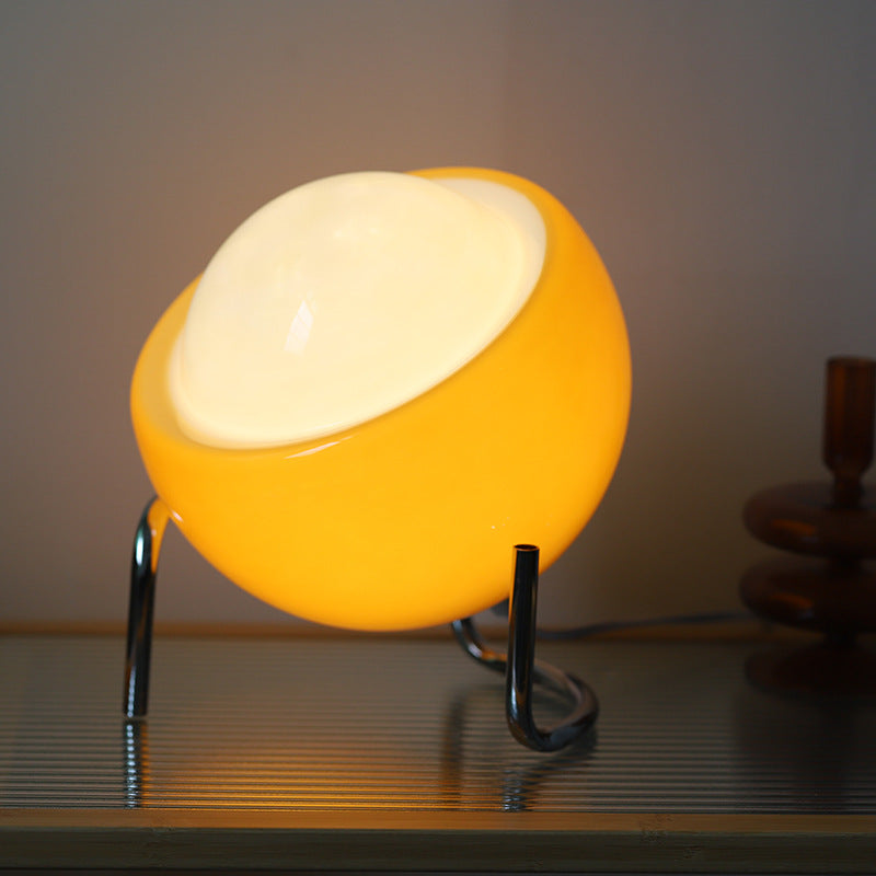 Bauhaus Style Glass Table Lamp – Modern Bedside or Living Room Lighting with LED and Rotary Knob Switch