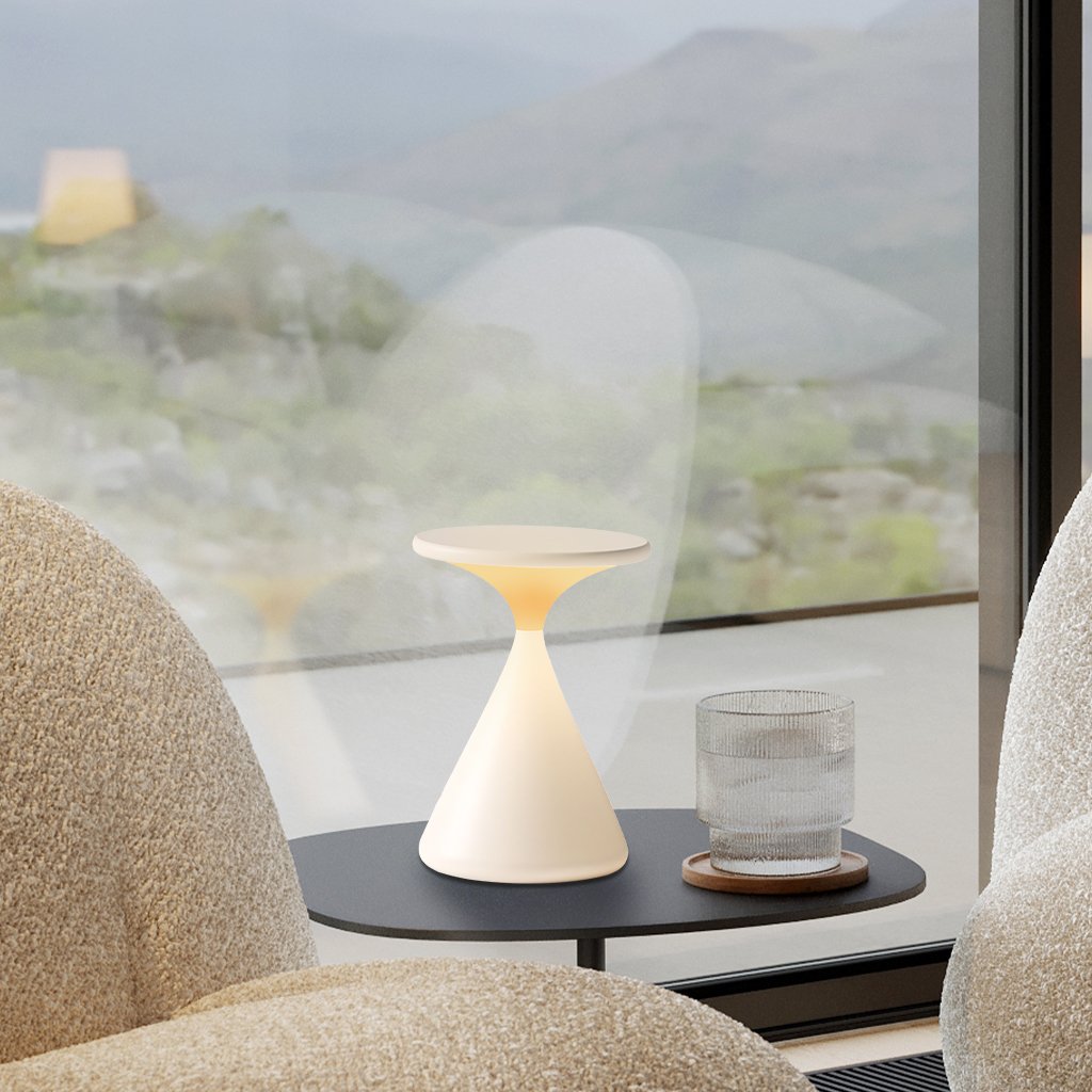 Cordless Hourglass Table Lamp with Adjustable Brightness – Modern LED Battery Operated Lamp for Home and Office