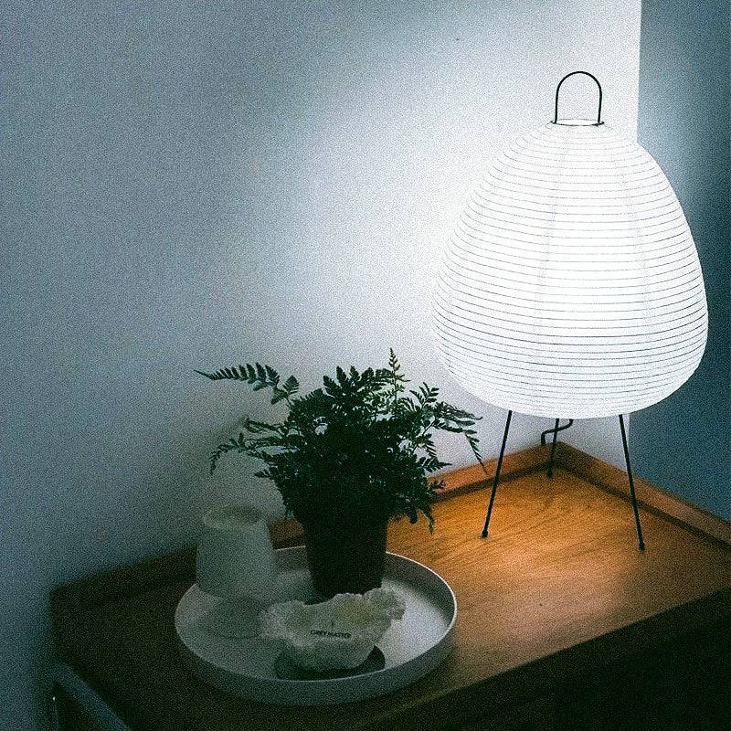 Japanese Rice Paper Table Lamp with Bamboo Frame – Elegant Ambient Lighting for Bedroom or Living Room