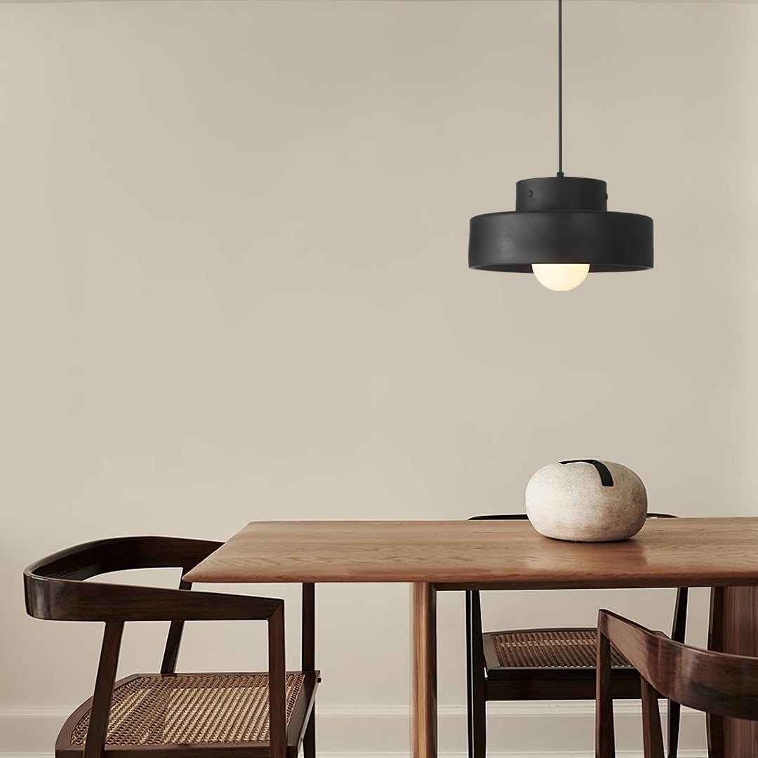 Lampe Suspendue Noire Moderne – Suspension de Cuisine à Hauteur Réglable avec Abat-jour en Résine pour Usage Intérieur