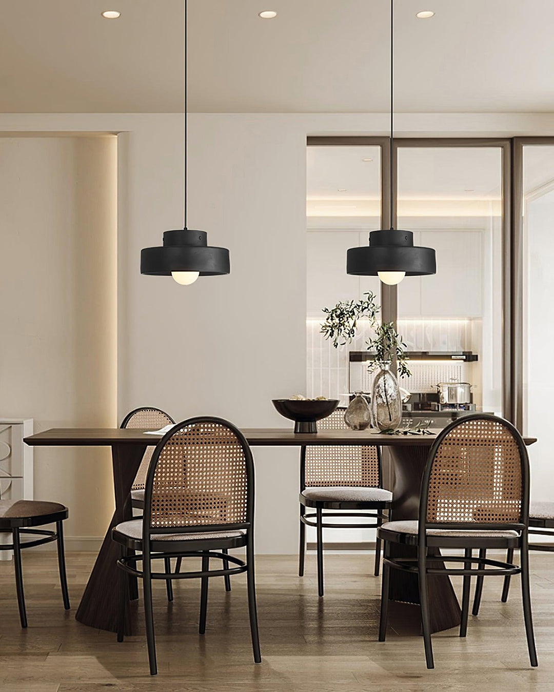 Lampe Suspendue Noire Moderne – Suspension de Cuisine à Hauteur Réglable avec Abat-jour en Résine pour Usage Intérieur