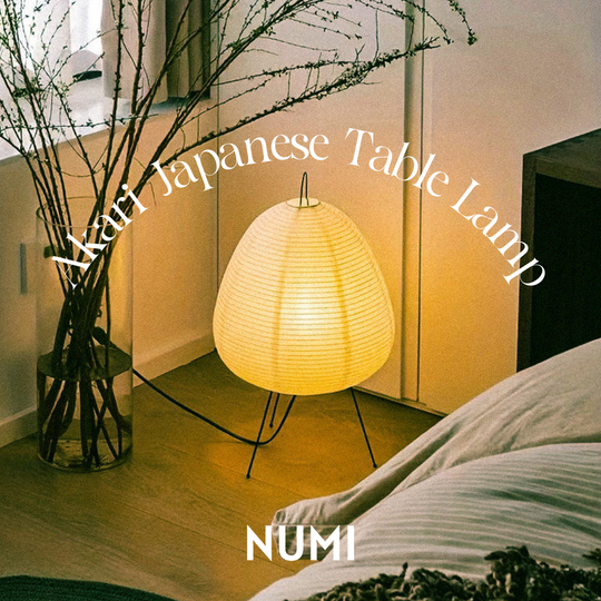 Japanese Rice Paper Table Lamp with Bamboo Frame – Elegant Ambient Lighting for Bedroom or Living Room