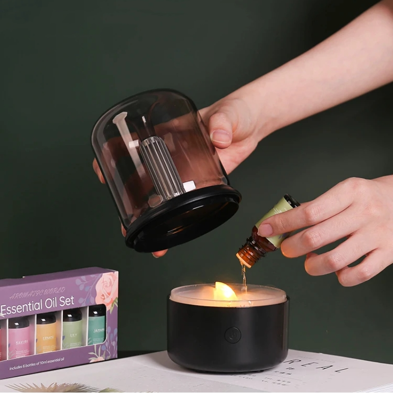 LED Aroma Diffuser Lamp with Candlelight Flame Effect – Electric Aromatherapy Diffuser for Essential Oils and Home Decor