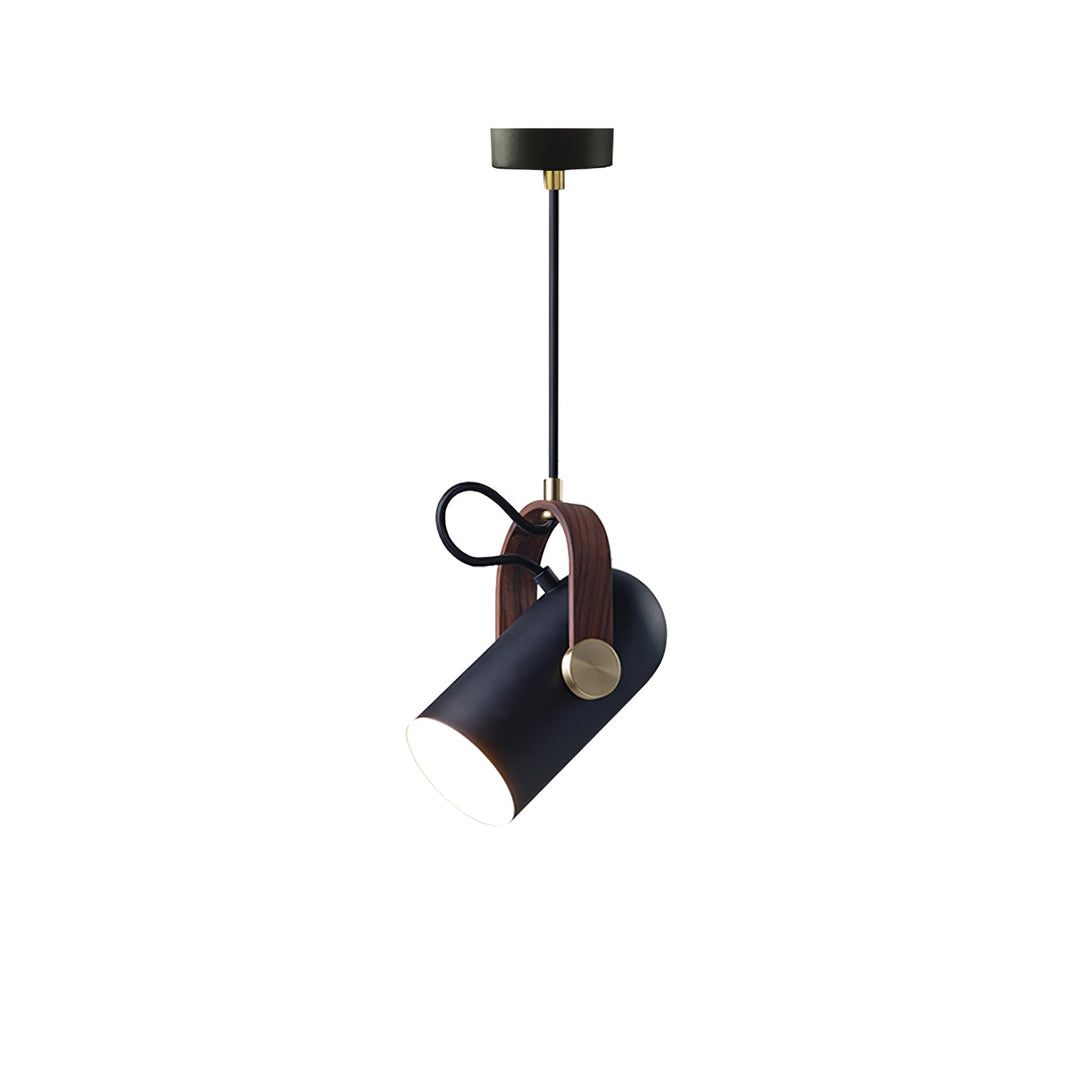 Variant image for Black Adjustable Pendant Light for Kitchen Island – Modern Steel Hanging Light with Walnut Finish-2
