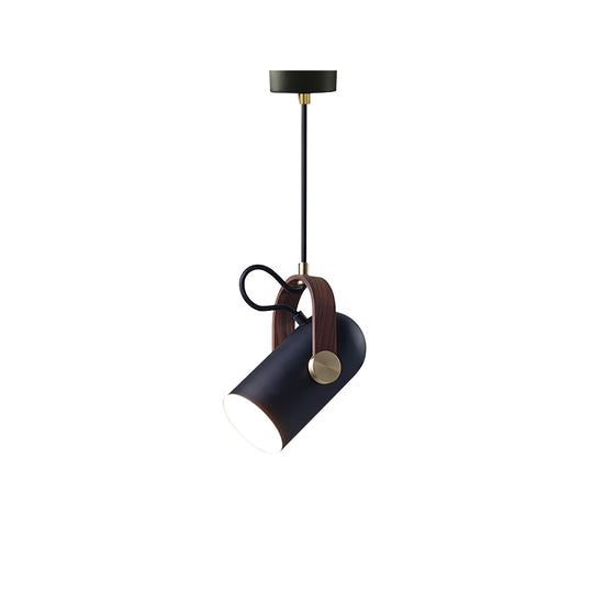 Variant image for Black Adjustable Pendant Light for Kitchen Island – Modern Steel Hanging Light with Walnut Finish-2