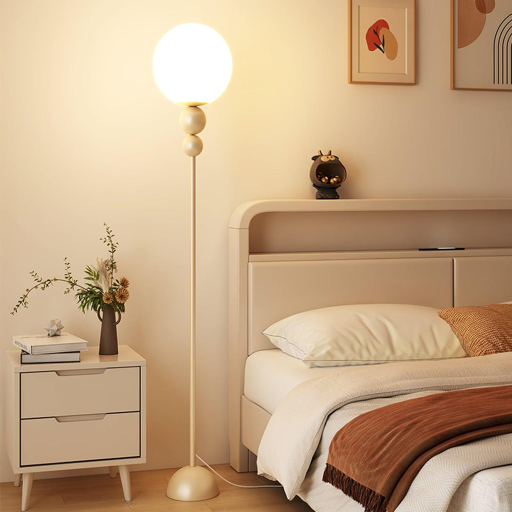 Modern Black Floor Lamp with Foot Switch, 150cm Tall Metal and Glass Standing Lamp for Living Room