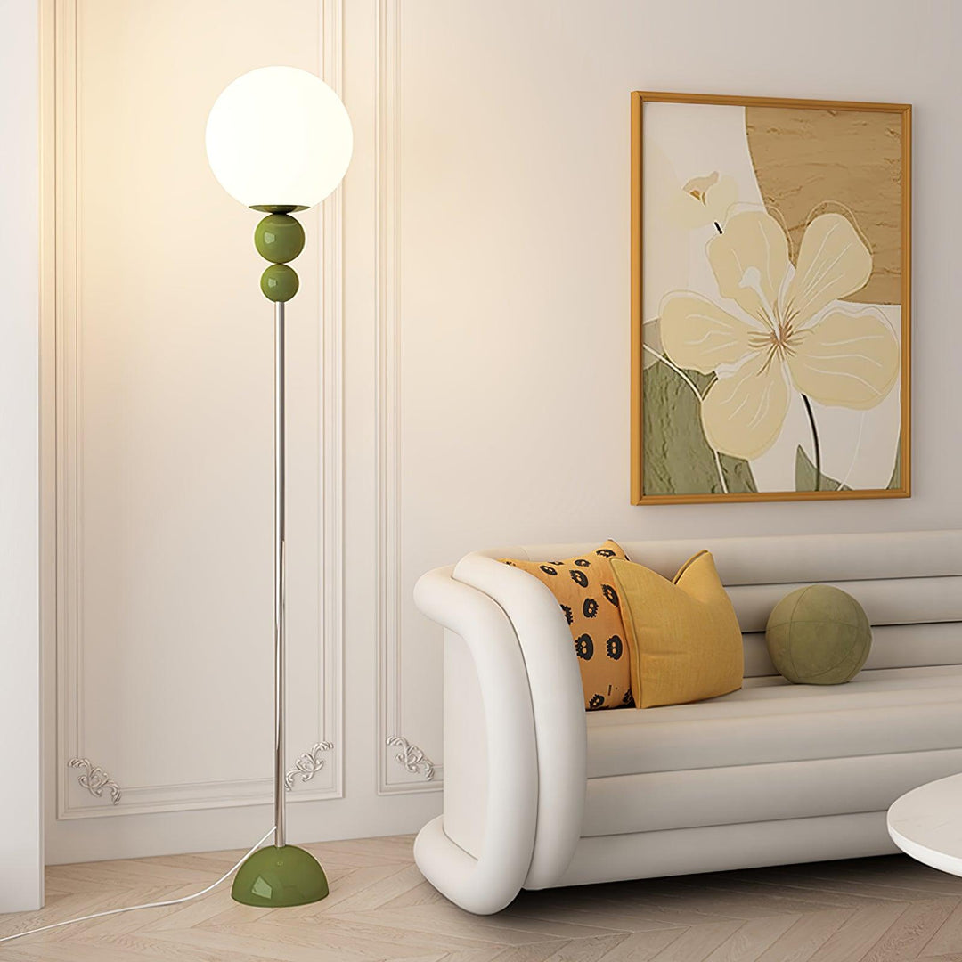 Variant image for Modern Black Floor Lamp with Foot Switch, 150cm Tall Metal and Glass Standing Lamp for Living Room-2