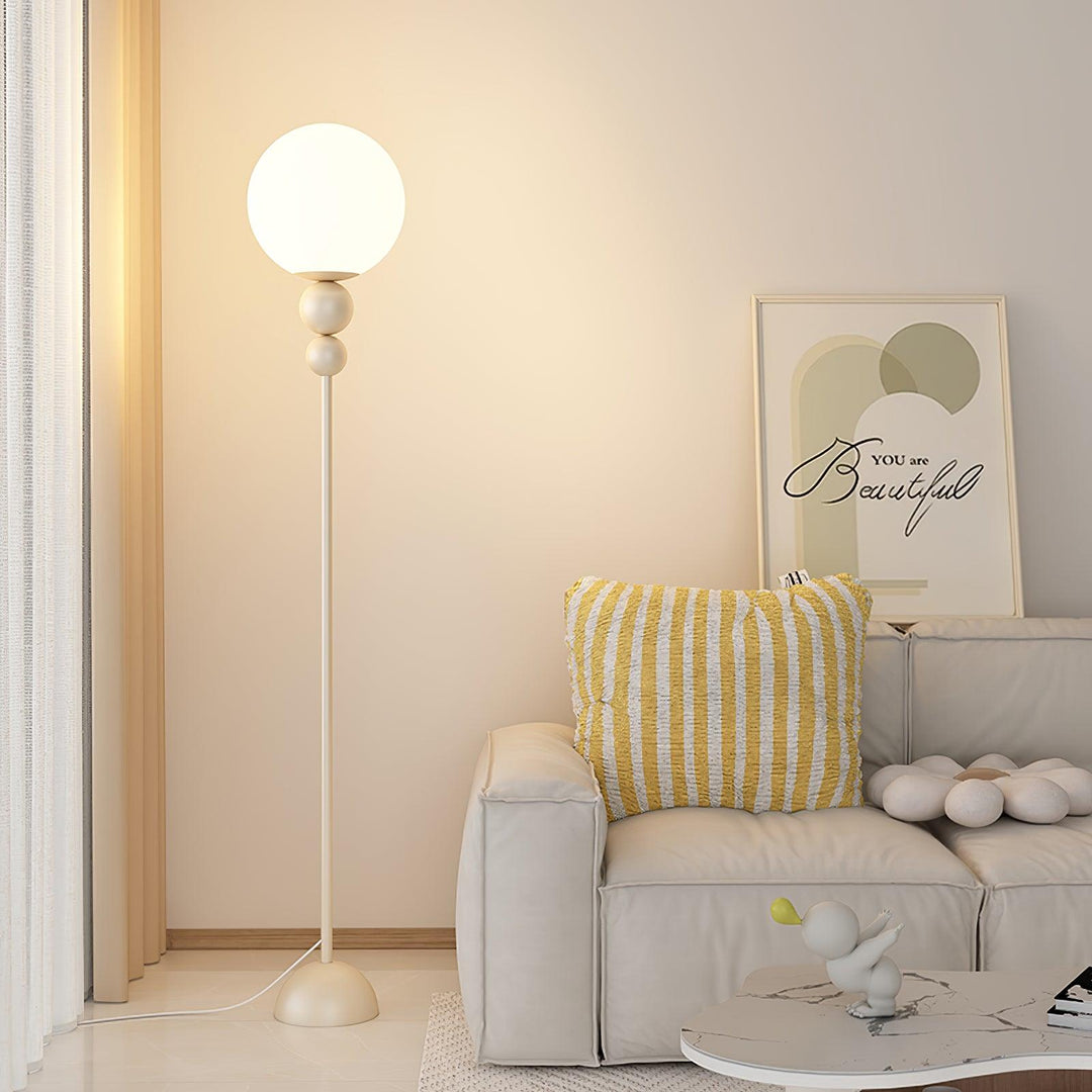Variant image for Modern Black Floor Lamp with Foot Switch, 150cm Tall Metal and Glass Standing Lamp for Living Room-3