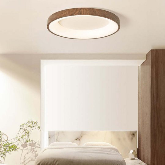 Variant image for Natural Wooden Flush Mount Ceiling Light – Energy-Efficient LED, Modern Circular Design for Bedroom, Multiple Sizes Available-7