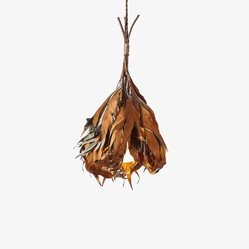 Natural Dried Leaf Pendant Lamp – Adjustable Hanging Light with Earthy Design for Cozy Indoor Spaces