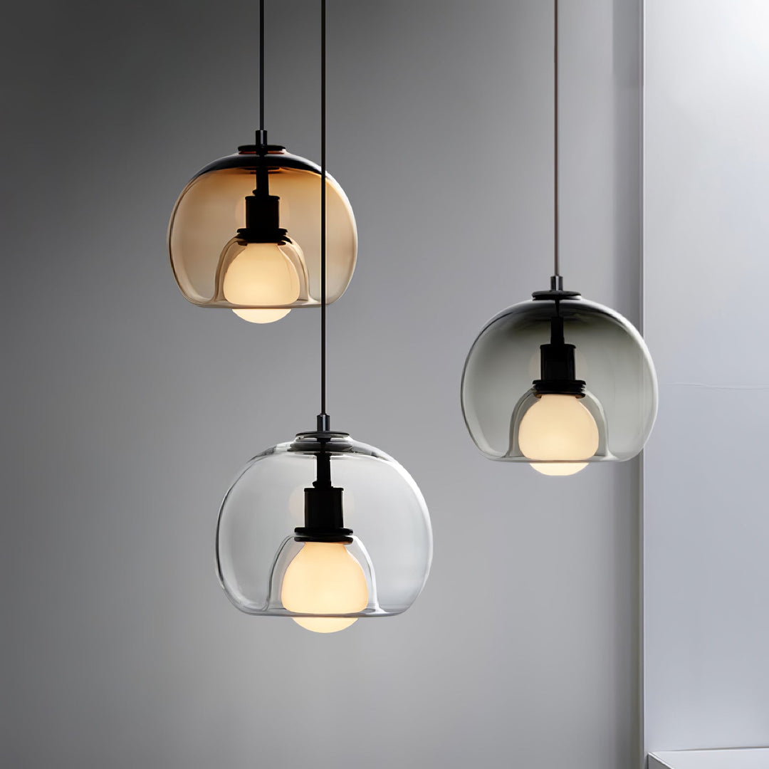 Handblown Glass Pendant Light with Adjustable Height – Stylish Ceiling Light Fixture for Kitchen and Dining Spaces