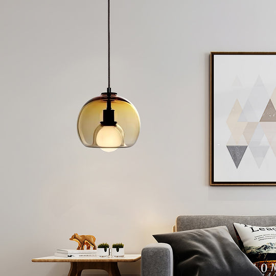 Handblown Glass Pendant Light with Adjustable Height – Stylish Ceiling Light Fixture for Kitchen and Dining Spaces