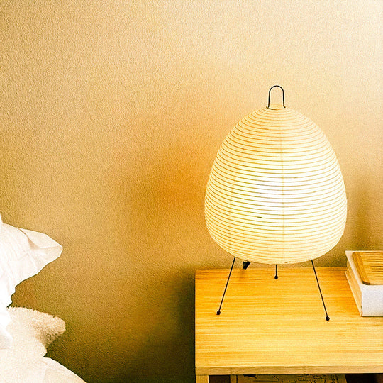 Japanese Rice Paper Table Lamp with Bamboo Frame – Elegant Ambient Lighting for Bedroom or Living Room