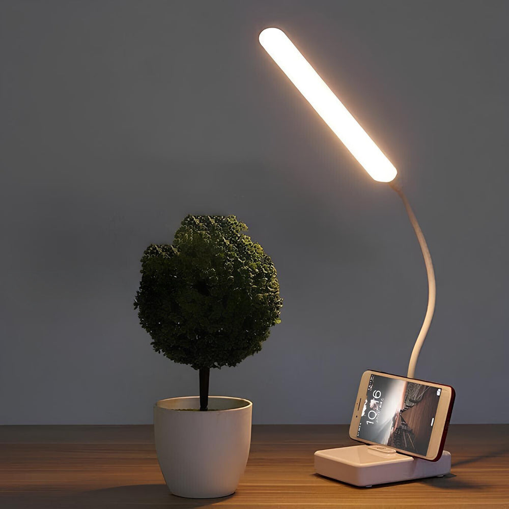 Adjustable Desk Lamp with USB Rechargeable and Plug-In Options, Dimmable Brightness, Three Lighting Colors