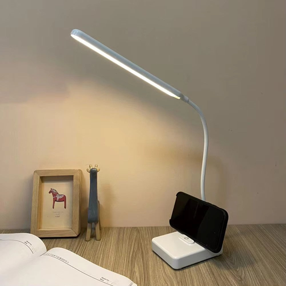 Adjustable Desk Lamp with USB Rechargeable and Plug-In Options, Dimmable Brightness, Three Lighting Colors