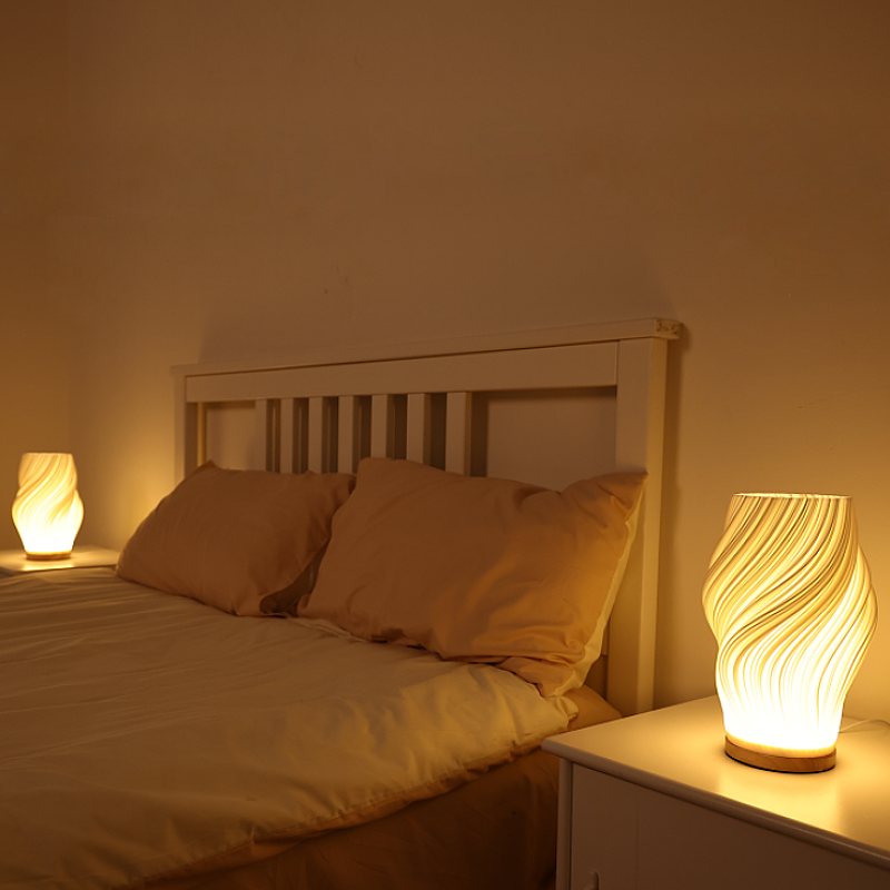 3D Printed Desk Lamp with Adjustable Brightness – Eco-Friendly French Cream Color for Home or Office