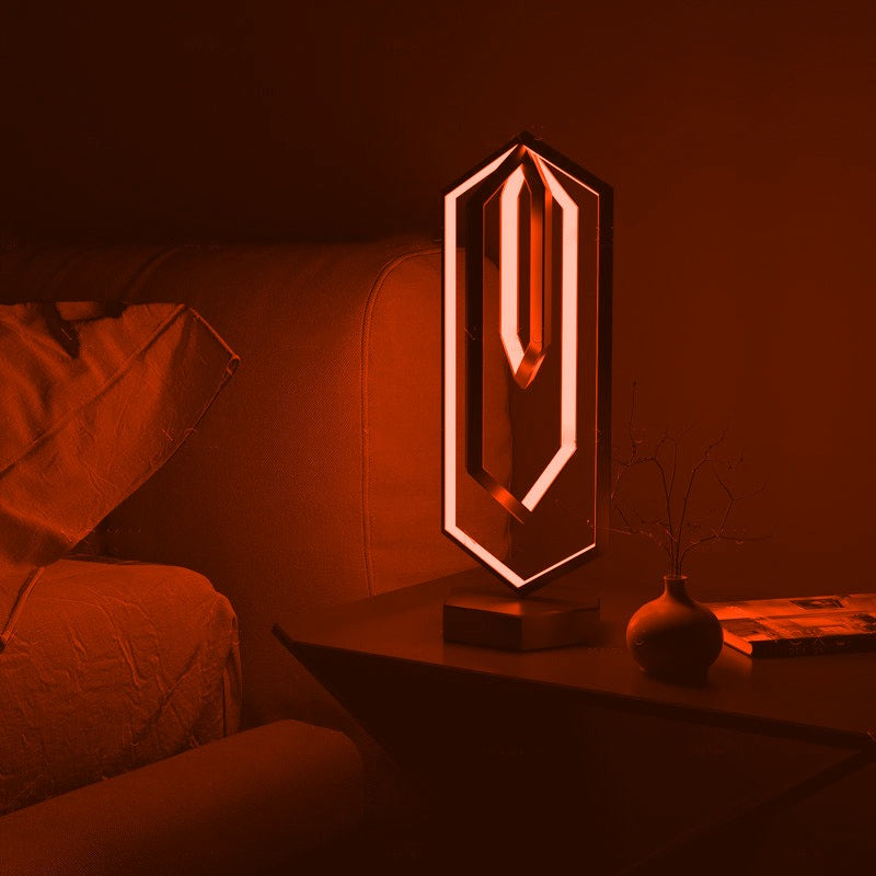 Smart Geometric Table Lamp with Multicolor Effects – Dimmable LED Bedside Table Lamp for Living Room and Bedroom
