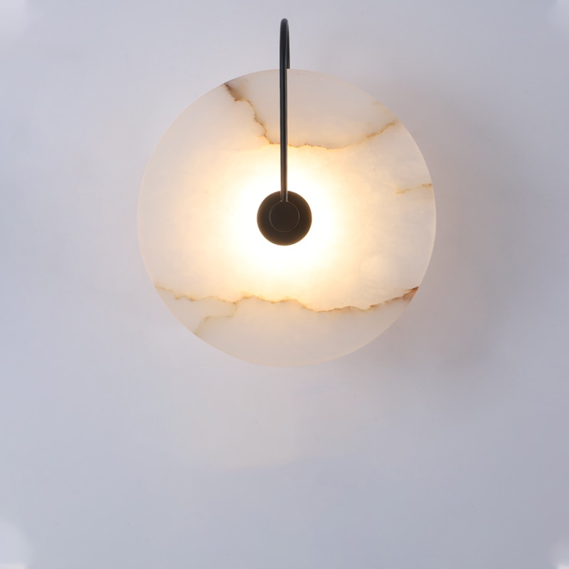 Modern Marble Wall Sconce with LED Light – Elegant Hardwired Wall Lamp for Home Decor