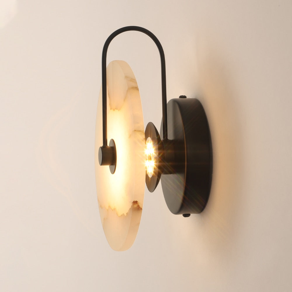 Modern Marble Wall Sconce with LED Light – Elegant Hardwired Wall Lamp for Home Decor