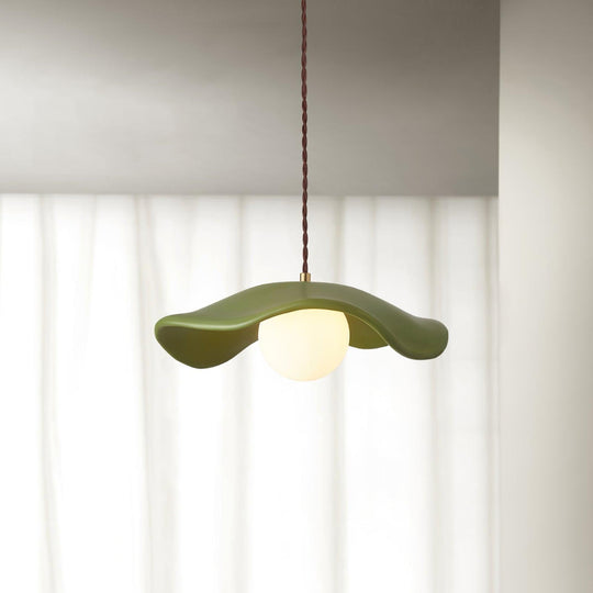 Unique Resin Pendant Lamp with Curved Hat-Shaped Shade – Modern Indoor Pendant Lighting Fixture