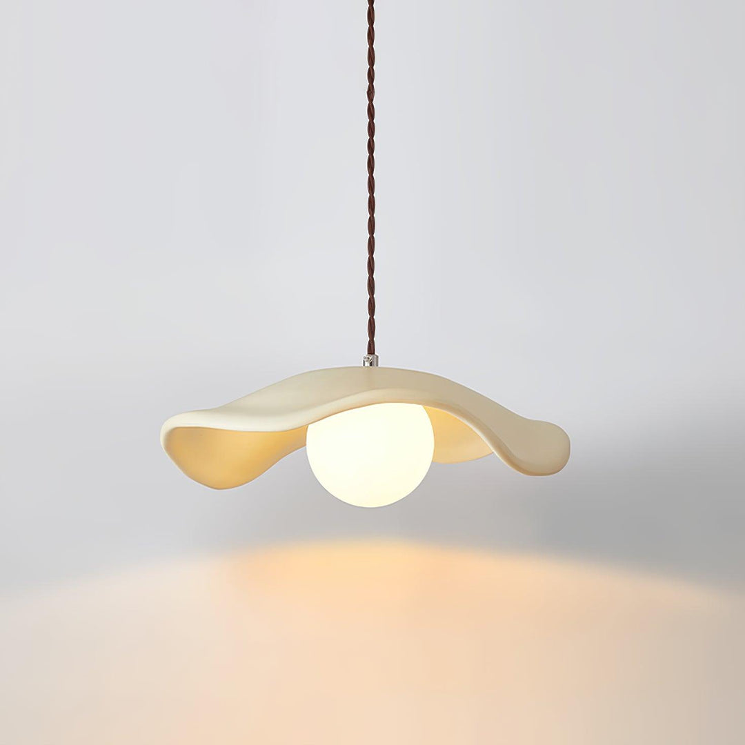 Unique Resin Pendant Lamp with Curved Hat-Shaped Shade – Modern Indoor Pendant Lighting Fixture
