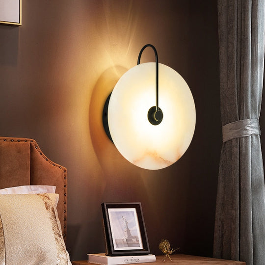 Modern Marble Wall Sconce with LED Light – Elegant Hardwired Wall Lamp for Home Decor