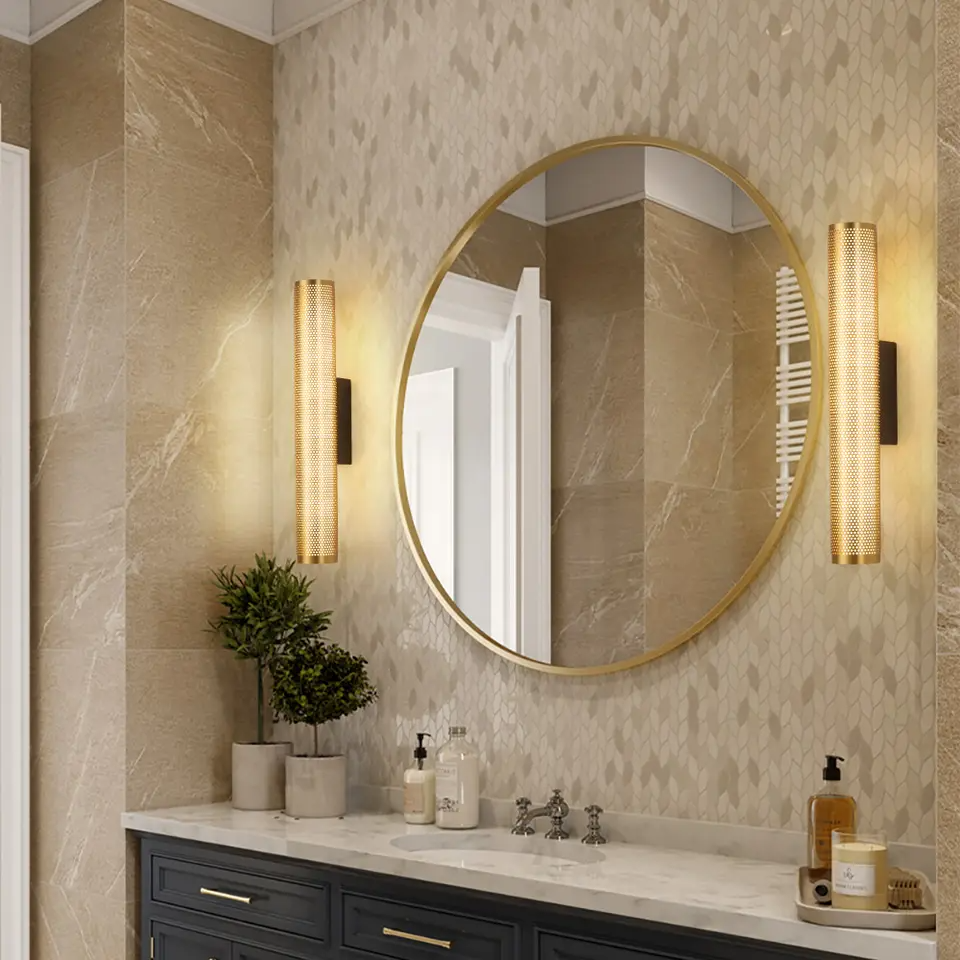 Elegant Gold Wall Sconce - Hardwired Bathroom Light for Modern Home Decor