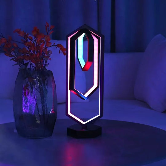Smart Geometric Table Lamp with Multicolor Effects – Dimmable LED Bedside Table Lamp for Living Room and Bedroom