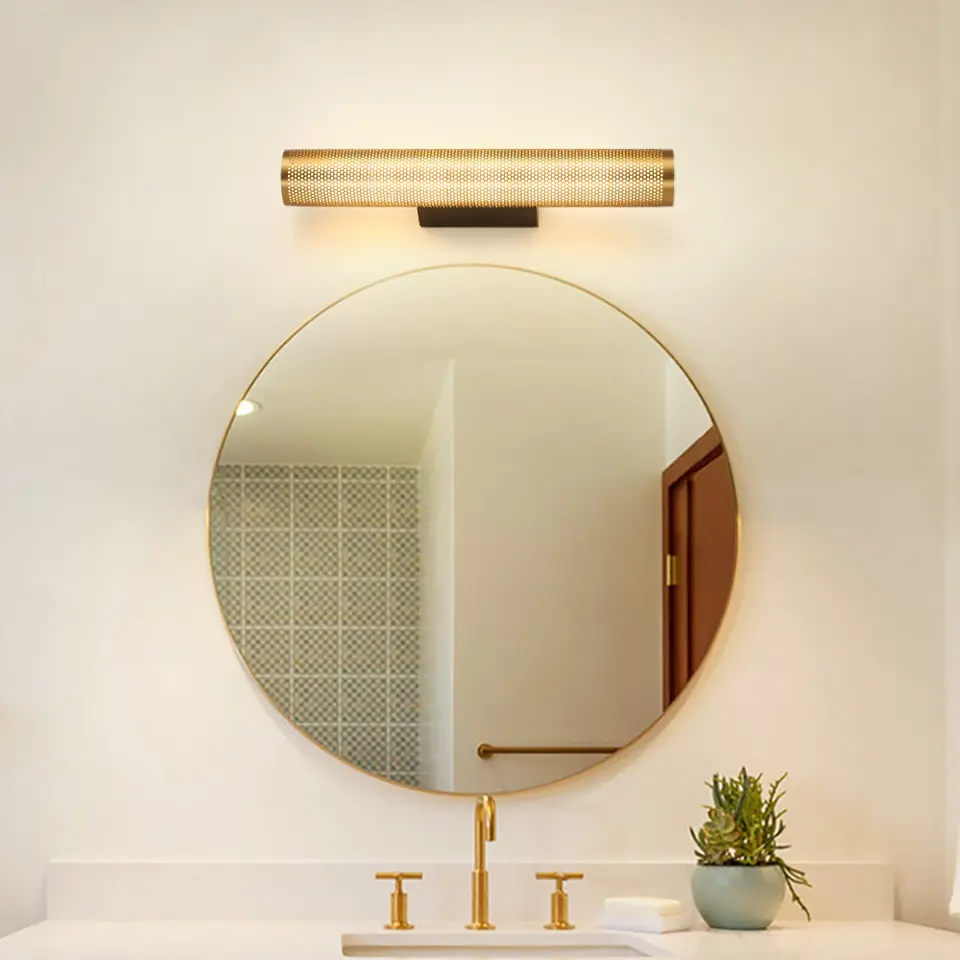Elegant Gold Wall Sconce - Hardwired Bathroom Light for Modern Home Decor